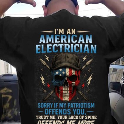 I’m An American Electrician Apparel - Patriotic Skull