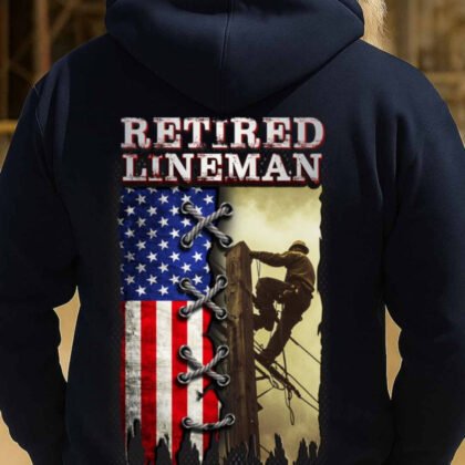 Retired Lineman American Flag Apparel - Patriotic Workwear